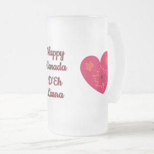 Lycklig Canada D'Eh Heart, Frog, Maple Löv Frostat Ölglas