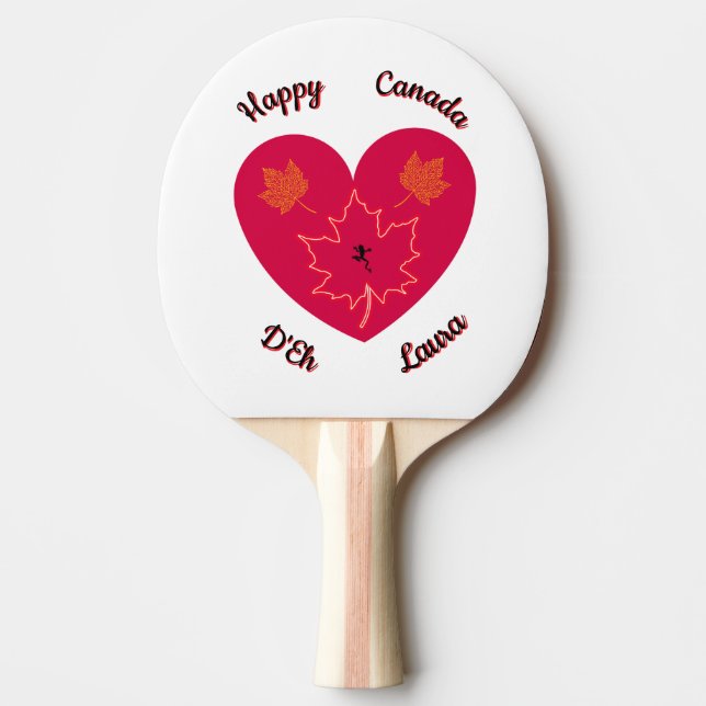Lycklig Canada D'Eh Heart, Frog, Maple Löv Pingisracket (Framsidan)