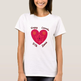Lycklig Canada D'Eh Heart, Frog, Maple Löv T Shirt