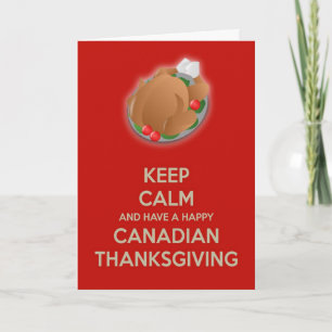 Lycklig canadian Thanksgiving with turkey Middag Helgkort