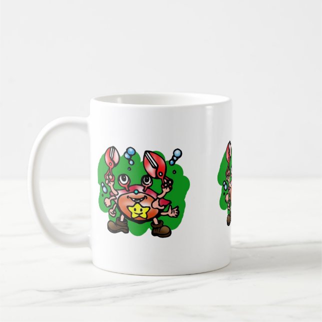 Lycklig Cancer Crab med stjärna Kaffemugg (Vänster)
