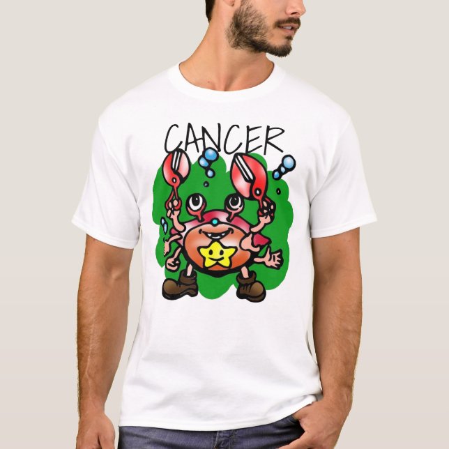 Lycklig Cancer Crab med stjärna T Shirt (Framsida)