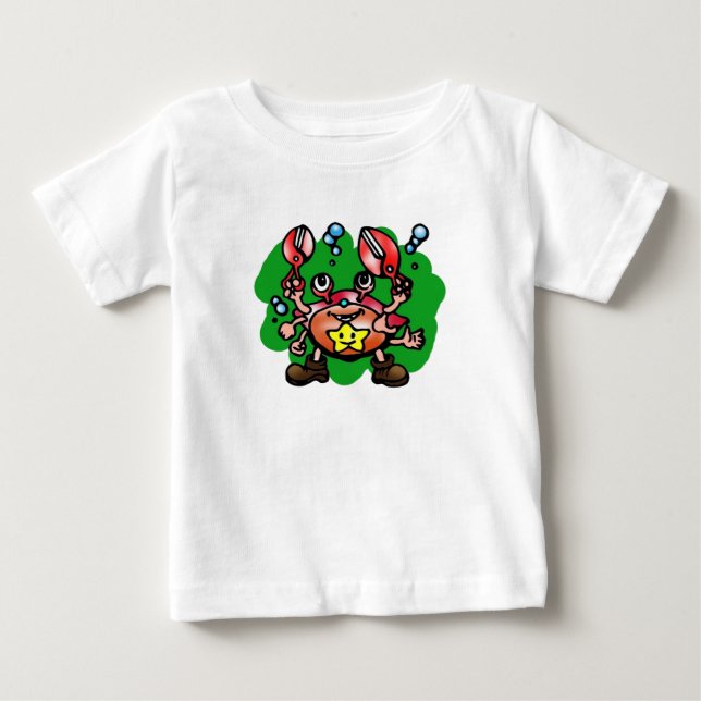 Lycklig Cancer Crab med stjärna Tee Shirt (Framsida)