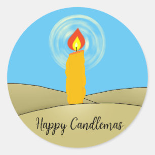Lycklig Candlemas Runt Klistermärke
