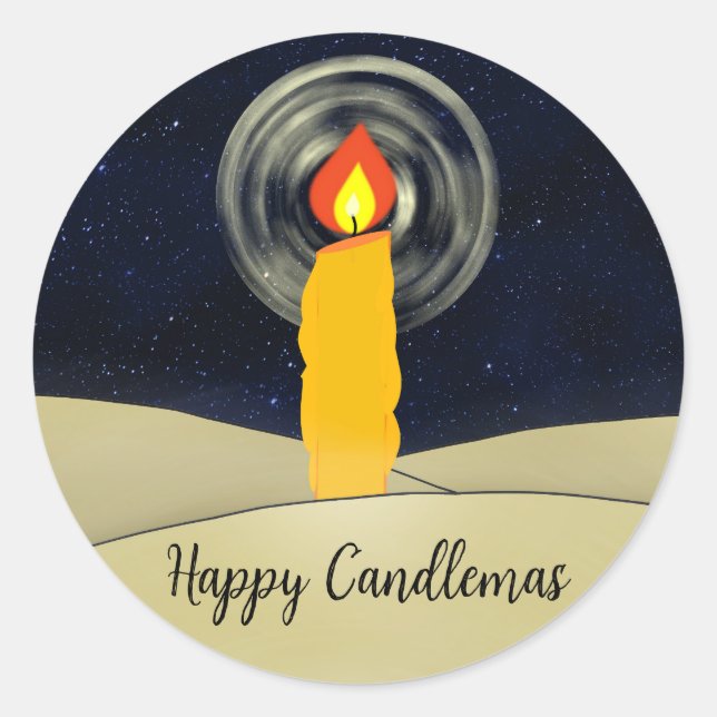 Lycklig Candlemas Runt Klistermärke (Framsida)
