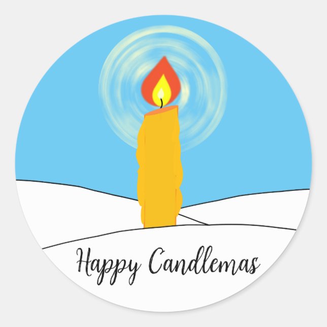 Lycklig Candlemas Runt Klistermärke (Framsida)