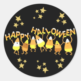 Lycklig Candy corn Halloween Stickers Runt Klistermärke