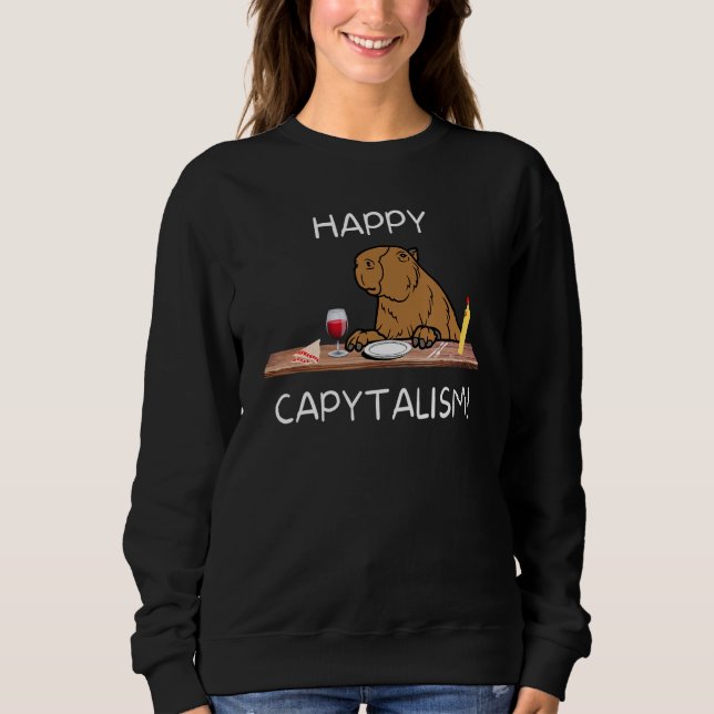 Lycklig Capitalism Capybara Big Rodent T Shirt (Framsida)