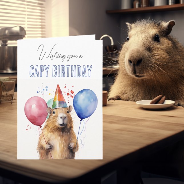 Lycklig Capy Birthday Capybara Kort (Skapare uppladdad)