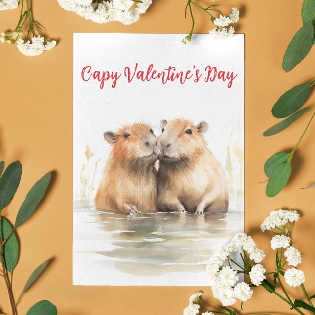 Lycklig Capy Valentines dag Capabara Kärlek Vykort (Skapare uppladdad)