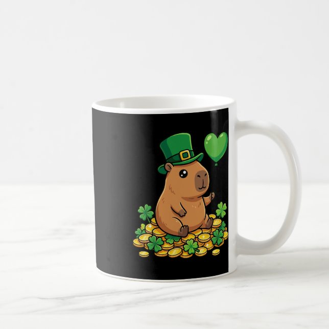 Lycklig Capyra St Patricks Day Klöver Leprechaunha Kaffemugg (Höger)