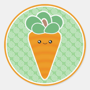 Lycklig Carrot Kawaii Runt Klistermärke