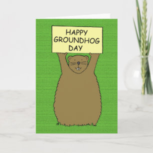 Lycklig Cartoon. för Groundhog dag Kort