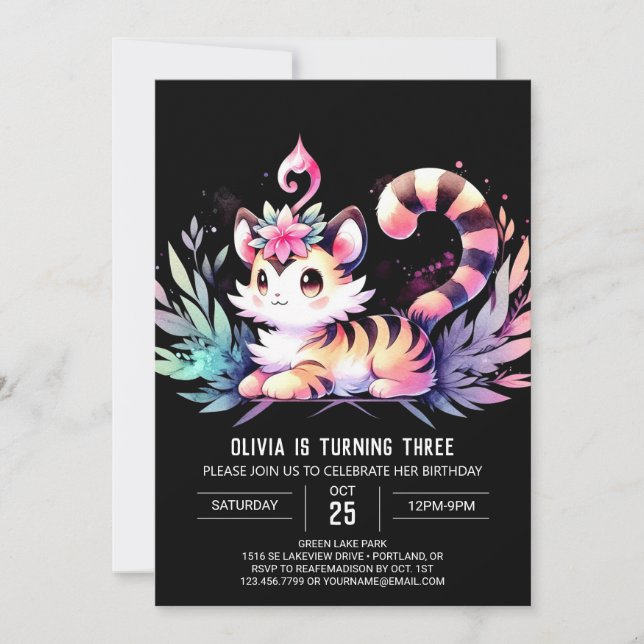 Lycklig Castle Tiger Birthday Inbjudningar (Framsida)