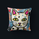 Lycklig Cat Abstrakt Art Kudde<br><div class="desc">Min färgstarka abstrakt kattmålning gör den här vackra dekorativ kudde väskan för kattälskare!</div>