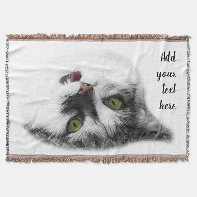 Lycklig cat anpassade filt (Framsidan)