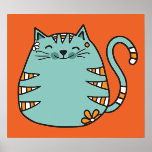 Lycklig Cat anpassningsbar färg poster
