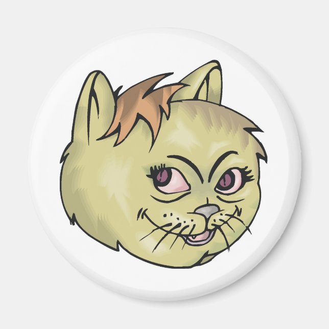 Lycklig Cat Ansikte Magnet (Framsidan)