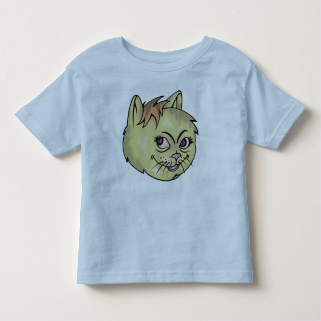 Lycklig Cat Ansikte Tee Shirt (Framsida)