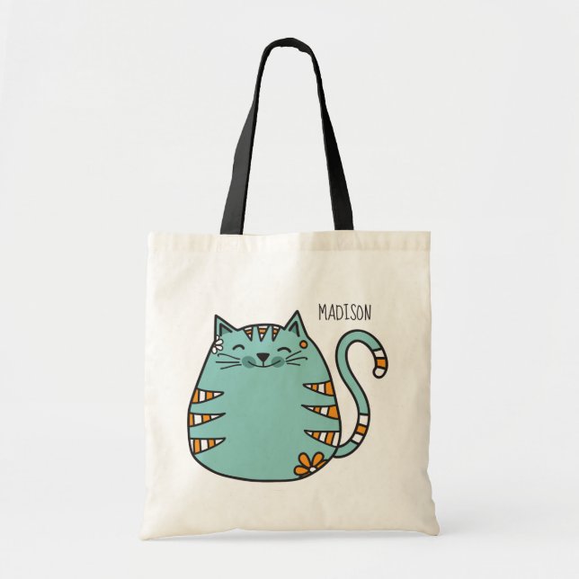 Lycklig Cat-användarnamn tote bags Tygkasse (Framsidan)