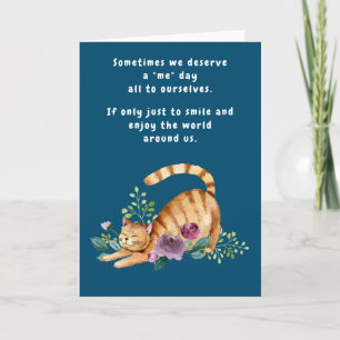 Lycklig Cat Birthday Hej Thinking You Flowers Kort