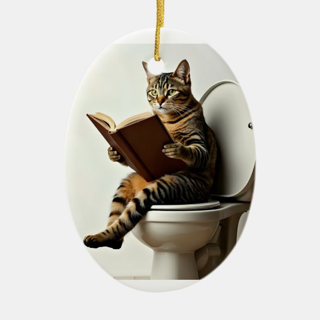 Lycklig Cat: Cute Kitten Design for Cat Lovers Julgransprydnad Keramik (Framsidan)