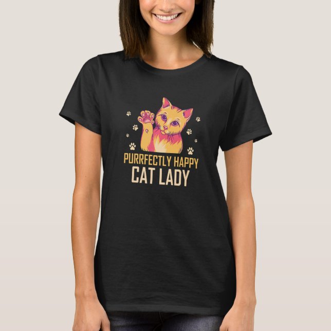 Lycklig Cat Dam Cat Cat Mamma Vacker Cat Da T Shirt (Framsida)