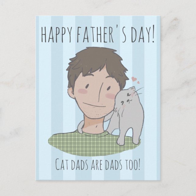 Lycklig Cat Fars dag Gift pappa-vykort Vykort (Framsida)