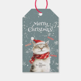 Lycklig Cat God jul Gift Märkre Presentetikett