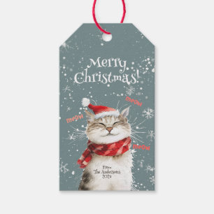 Lycklig Cat God jul Gift Märkre Presentetikett