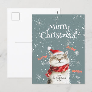 Lycklig Cat God jul vykort