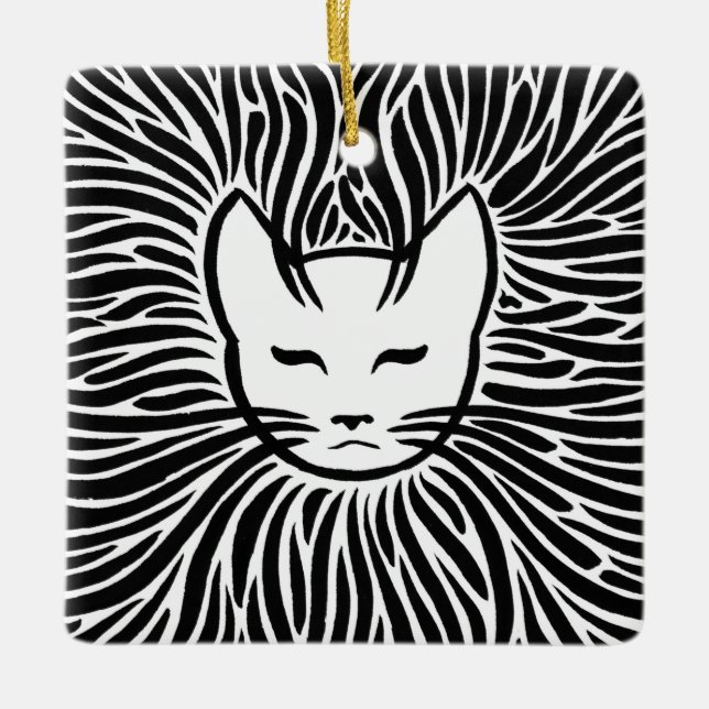 Lycklig Cat Julgransprydnad Keramik (Framsida)