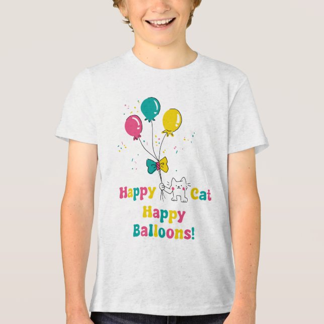 Lycklig Cat, Lycklig-ballonger! 🎈 🐱 T Shirt (Framsida)