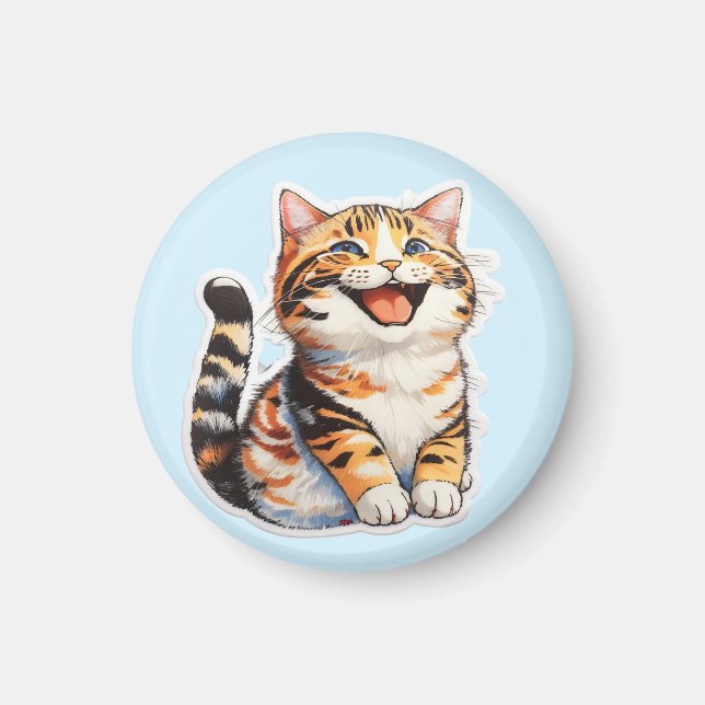 Lycklig Cat Magnet (Framsidan)