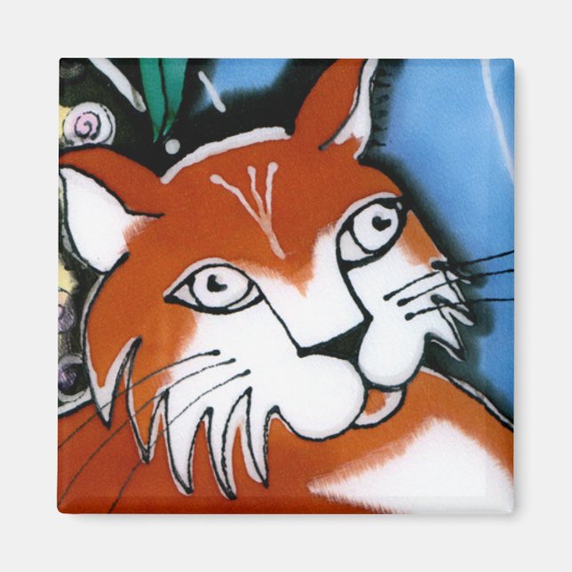 Lycklig Cat Magnet (Framsidan)