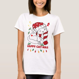 Lycklig cat-mas t shirt