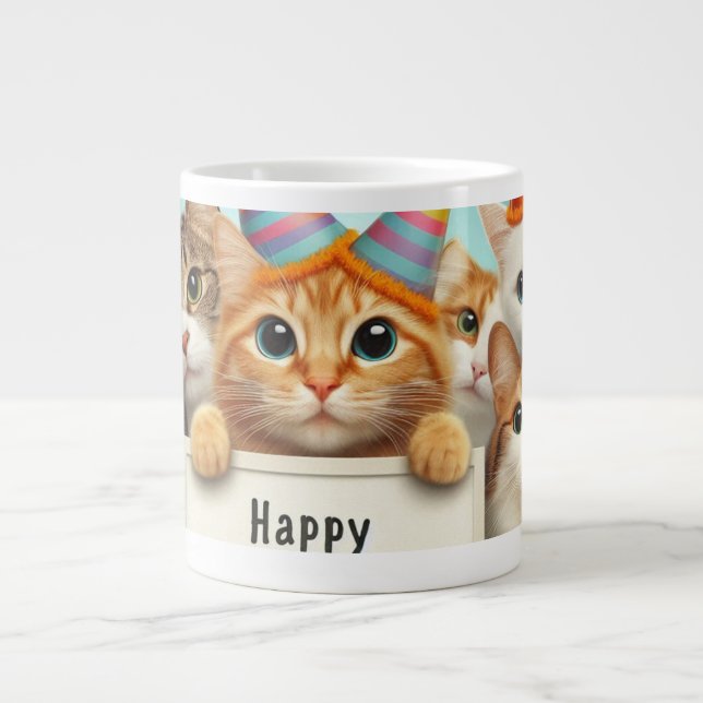 Lycklig Cat Mugg Jumbo Mugg (Framsidan)