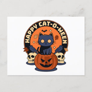 Lycklig Cat-O-Ween Vykort