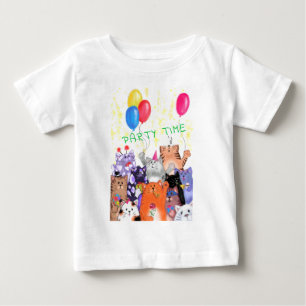 Lycklig Cat Party Baby T-Shirt