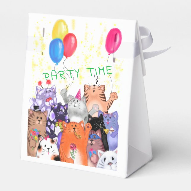 Lycklig Cat Party Gift Box - Anpassningsbar Text N Presentaskar (Baksidan Sidan)