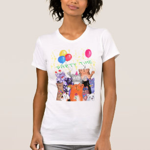Lycklig Cat Party Tecknad Teckning - Cute Funny Ca T Shirt