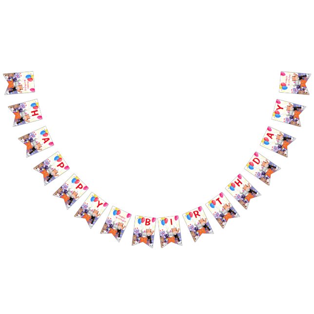 Lycklig Cat Party Tecknad Teckning - Grattis på fö Vimplar (Alla)