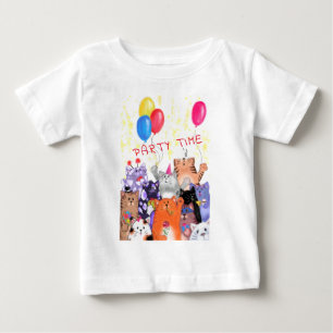Lycklig Cat Party Tecknad Teckning - Lättare katt T Shirt