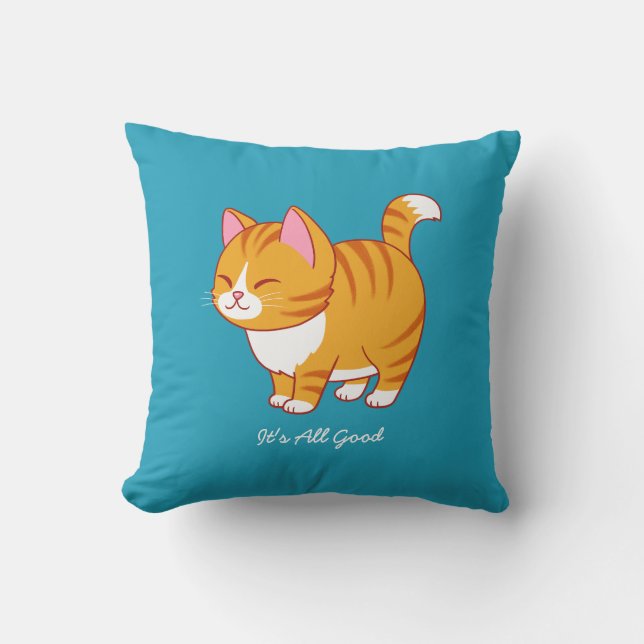 Lycklig Cat Personlig Kudde (Framsida)