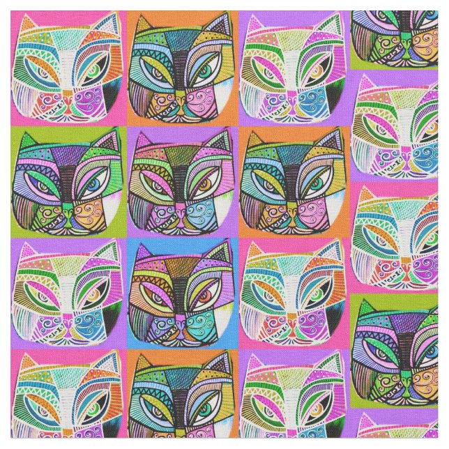 Lycklig Cat Rainbow Tyg (Närbild)