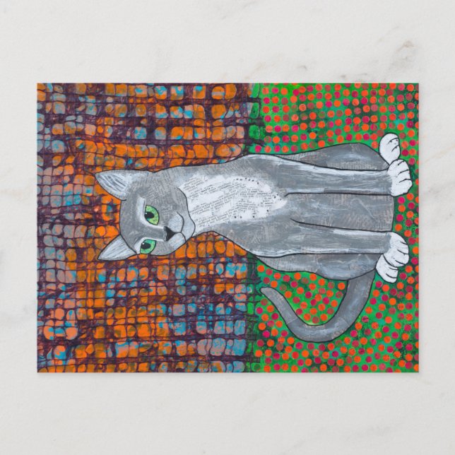 Lycklig Cat Vykort (Framsida)