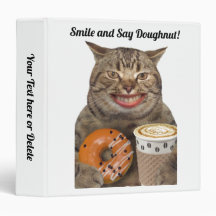 Lycklig Cat with Doughnut - 3 Ring Binder