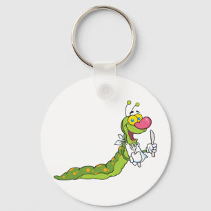 Lycklig Caterpillar maskottecknade figurer Nyckelring