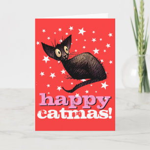 Lycklig Catmas! Den fina julen och Helgdag Cat Helgkort