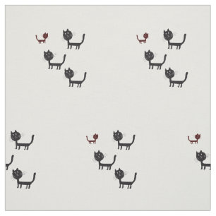 Lycklig Cats Lyhography Design Fabric Tyg